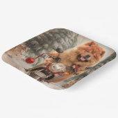 Chow Chow Hond Rijden Motorfiets Kerstmis Papieren Bordje (Gebogen)