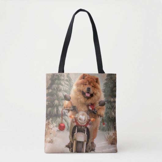 Chow Chow Hond Rijden Motorfiets Kerstmis Tote Bag (Voorkant)