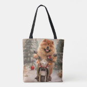 Chow Chow Hond Rijden Motorfiets Kerstmis Tote Bag (Achterkant)