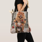 Chow Chow Hond Rijden Motorfiets Kerstmis Tote Bag (Dichtbij)