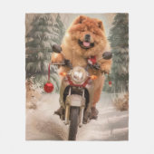Chow Chow Hond Rijdend op Motorfiets Kerstmis Fleece Deken (Voorkant)