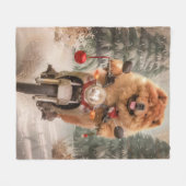 Chow Chow Hond Rijdend op Motorfiets Kerstmis Fleece Deken (Voorkant (Horizontaal))