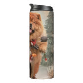 Chow Chow Hond Rijdend op Motorfiets Kerstmis Thermosbeker (Geroteerd rechts)