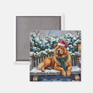 Chow Chow-hond Serene Wintertuin Kerst Kunst Magneet