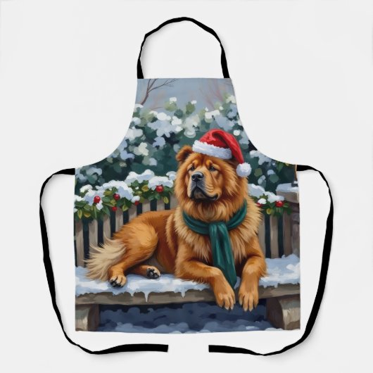 Chow Chow-hond Serene Wintertuin Kerst Kunst Schort (Voorkant)