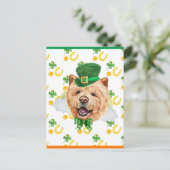 Chow Chow Hond Shamrock St. Patricks Dag Feestdagenkaart (Staand voorkant)