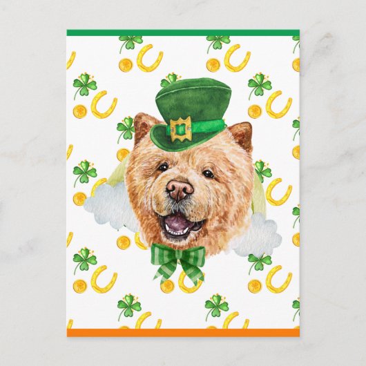 Chow Chow Hond Shamrock St. Patricks Dag Feestdagenkaart (Voorkant)