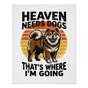 Chow Chow Hond Shirt Hemel Tribute Vintage Gravure Perfect Poster
