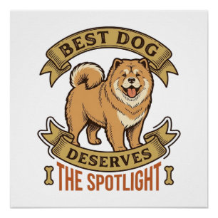 Chow Chow Hond Shirt Vintage Gravure Grappige Huis Perfect Poster