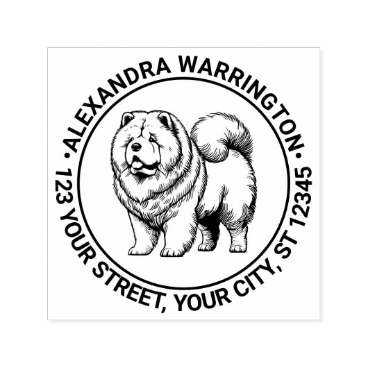 Chow Chow-hond Staand Naam Retouradres Zelfinktende Stempel (Design)