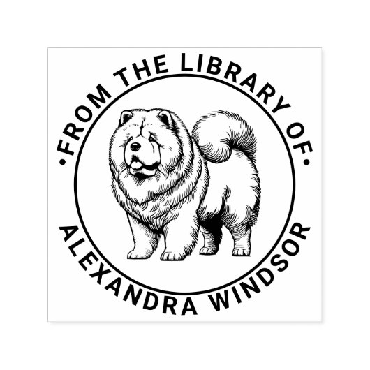 Chow Chow-hond staat bibliotheek boeknaam Zelfinktende Stempel (Design)