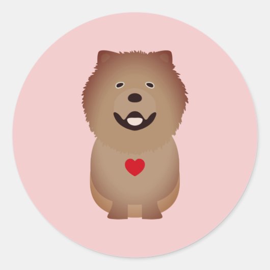 Chow Chow-hond Valentijn, Valentijnsdag Ronde Sticker (Voorkant)