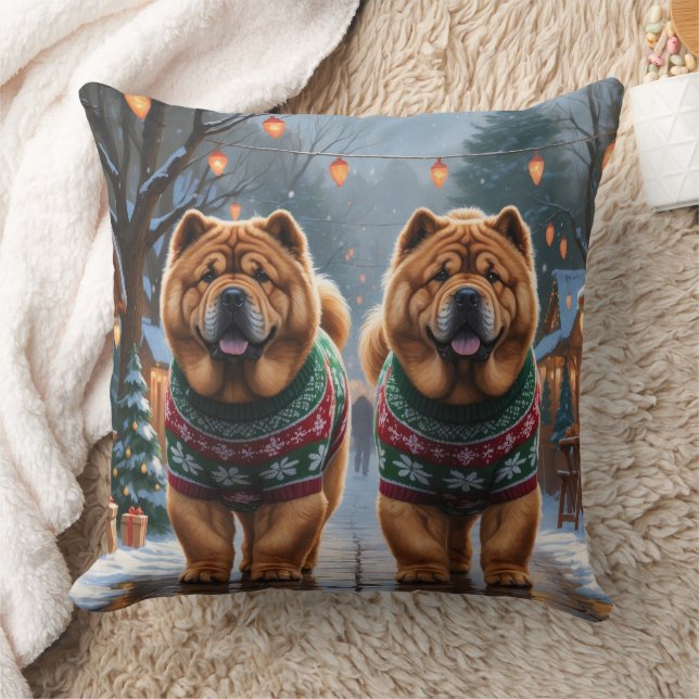 Chow Chow Honden Kerst Sneeuw Vakantie  Kussen (Deken)
