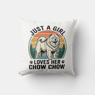 Chow Chow honden shirt vintage meisje hondenliefhe Kussen
