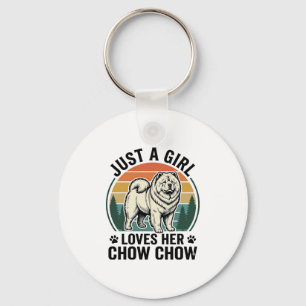 Chow Chow honden shirt vintage meisje hondenliefhe Sleutelhanger