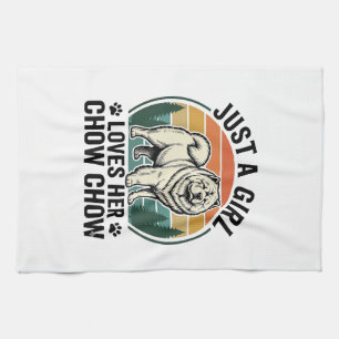 Chow Chow honden shirt vintage meisje hondenliefhe Theedoek