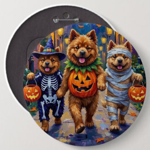 Chow Chow Honden Trick-or-Treating Halloween Kostu Ronde Button 6,0 Cm