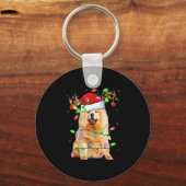 Chow Chow Hondenliefhebber Kerstverlichting Santa Sleutelhanger (Voorkant)