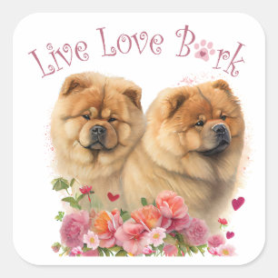 Chow Chow Hondenmoeder Bloem Vierkante Sticker