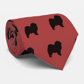 Chow Chow Hondenras Silhouettes Patroon Stropdas (Opgerold)