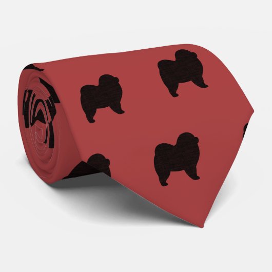 Chow Chow Hondenras Silhouettes Patroon Stropdas (Opgerold)