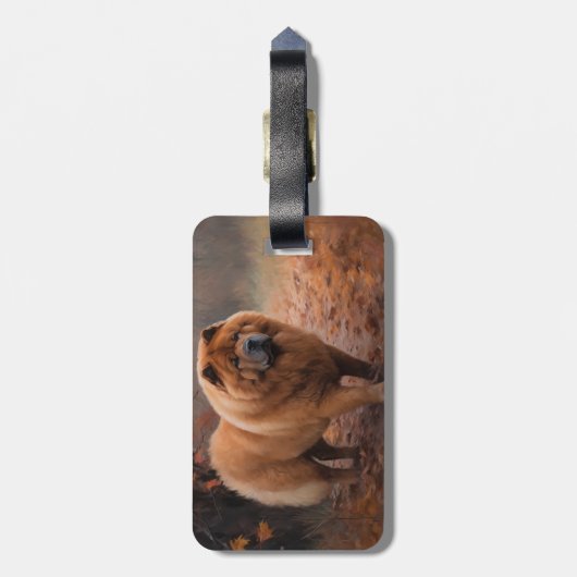 Chow Chow in Autumn Leaves Herfst Inspire Bagagelabel (Achterkant verticaal)