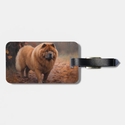 Chow Chow in Autumn Leaves Herfst Inspire Bagagelabel (Achterkant horizontaal)