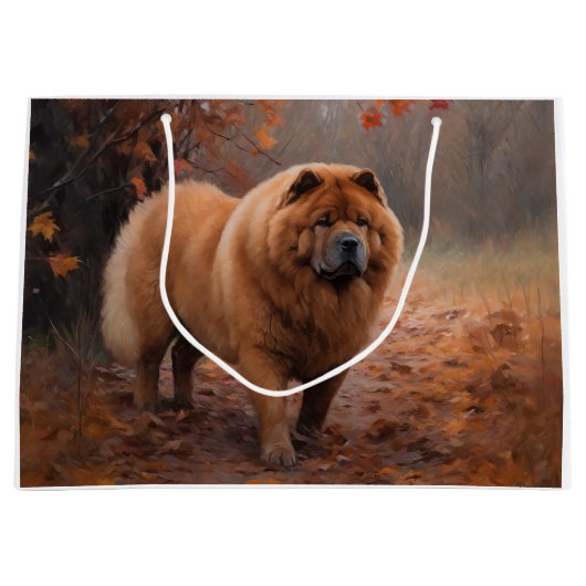 Chow Chow in Autumn Leaves Herfst Inspire Groot Cadeauzakje (Voorkant)