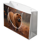Chow Chow in Autumn Leaves Herfst Inspire Groot Cadeauzakje (Achterkant Gekanteld)