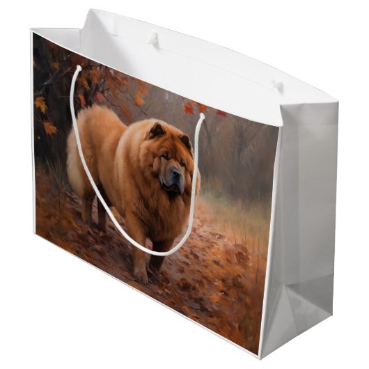 Chow Chow in Autumn Leaves Herfst Inspire Groot Cadeauzakje (Achterkant Gekanteld)