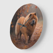 Chow Chow in Autumn Leaves Herfst Inspire Grote Klok (Hoek)