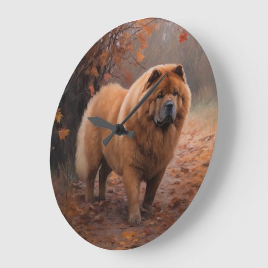 Chow Chow in Autumn Leaves Herfst Inspire Grote Klok (Hoek)