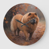 Chow Chow in Autumn Leaves Herfst Inspire Grote Klok (Voorkant)