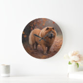 Chow Chow in Autumn Leaves Herfst Inspire Grote Klok (Huis)