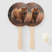 Chow Chow in Autumn Leaves Herfst Inspire Handwaaier (Voorkant en achterkant)