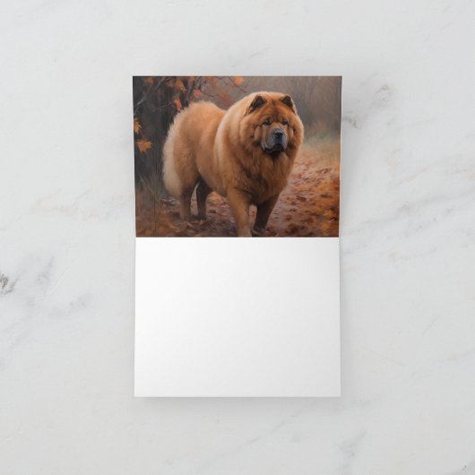 Chow Chow in Autumn Leaves Herfst Inspire Kaart (Binnen)
