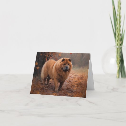 Chow Chow in Autumn Leaves Herfst Inspire Kaart (Voorkant)