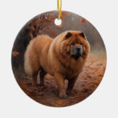 Chow Chow in Autumn Leaves Herfst Inspire Keramisch Ornament (Voorkant)