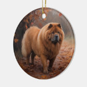 Chow Chow in Autumn Leaves Herfst Inspire Keramisch Ornament (Links)