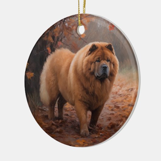 Chow Chow in Autumn Leaves Herfst Inspire Keramisch Ornament (Links)