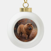 Chow Chow in Autumn Leaves Herfst Inspire Keramische Bal Ornament (Voorkant)
