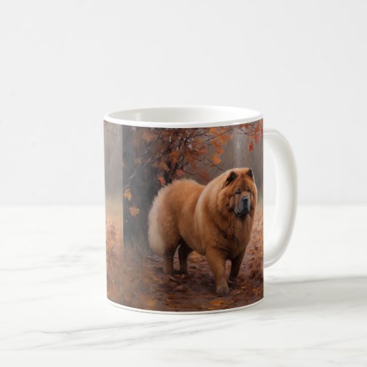 Chow Chow in Autumn Leaves Herfst Inspire Koffiemok (Voorkant rechts)