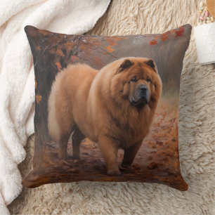 Chow Chow in Autumn Leaves Herfst Inspire Kussen