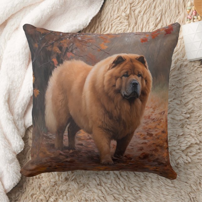 Chow Chow in Autumn Leaves Herfst Inspire Kussen (Deken)