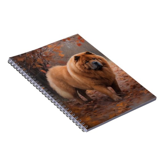 Chow Chow in Autumn Leaves Herfst Inspire Notitieboek (Rechterzijde)