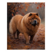 Chow Chow in Autumn Leaves Herfst Inspire Perfect Poster (Voorkant)