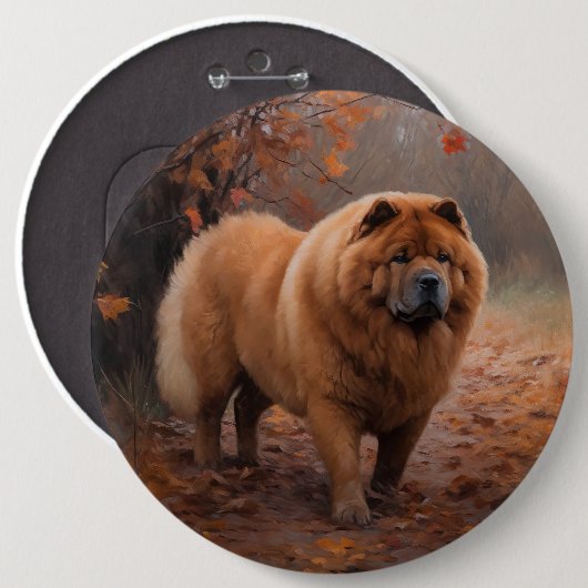 Chow Chow in Autumn Leaves Herfst Inspire Ronde Button 6,0 Cm (Voorkant /achterkant)