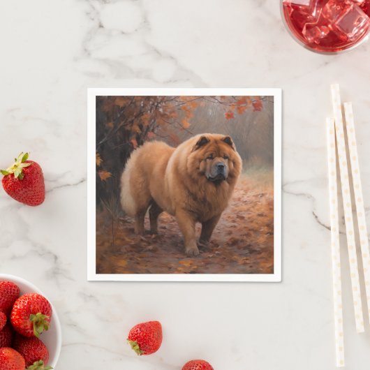 Chow Chow in Autumn Leaves Herfst Inspire Servet (Insitu)