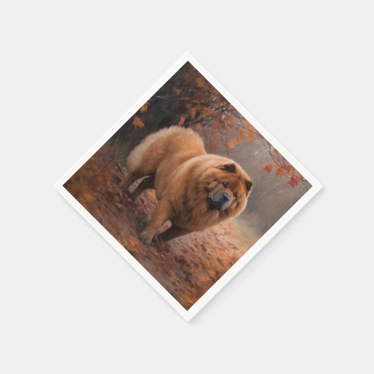 Chow Chow in Autumn Leaves Herfst Inspire Servet (Hoek)