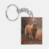 Chow Chow in Autumn Leaves Herfst Inspire Sleutelhanger (Voorkant Links)